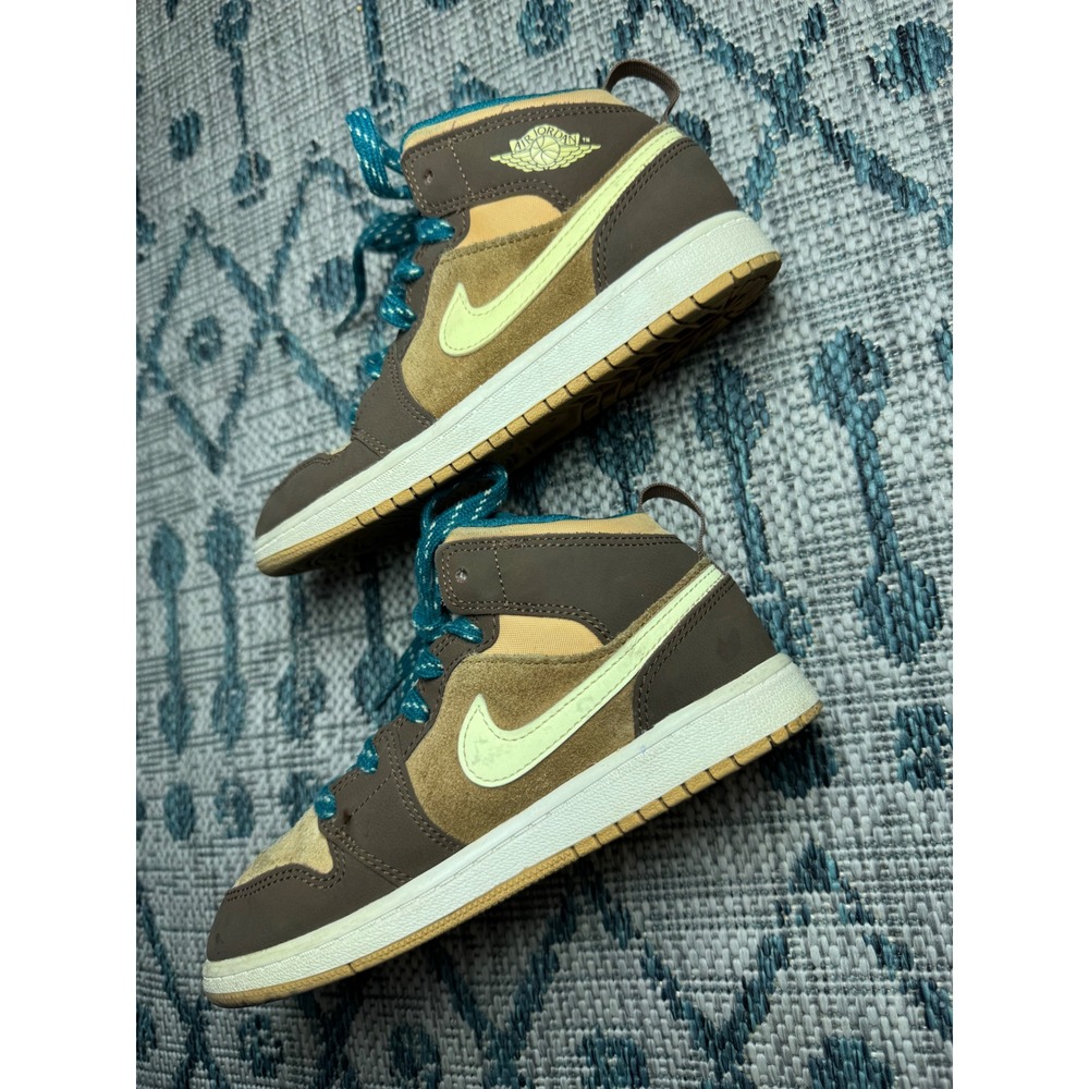 Nike Air Jordan 1 Mid Cacao Wow Brown Teal Kids Shoes DZ6335-200 Size 1.5Y - Picture 4 of 10